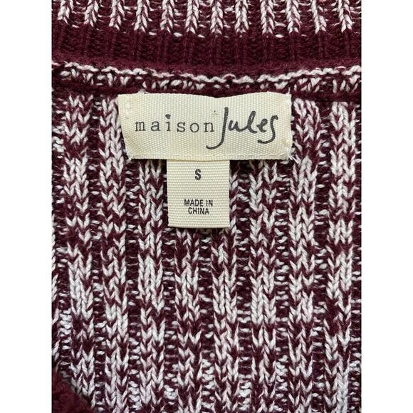 Maison Jules Oreppy Collegiate Women's V Neck Sweater Knit Dark Red Size S - Picture 5 of 10